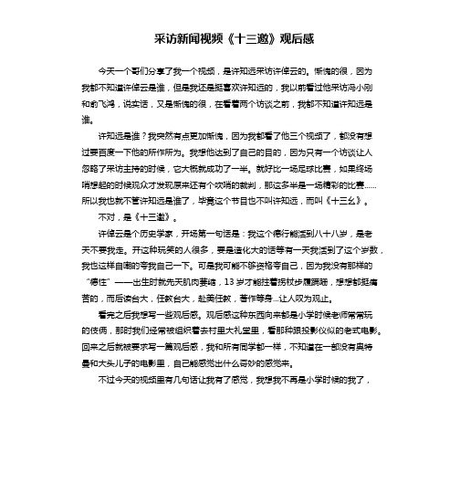 采访新闻视频《十三邀》观后感