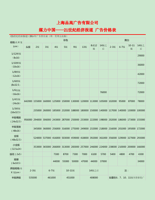 21世纪经济报道(2014刊例)