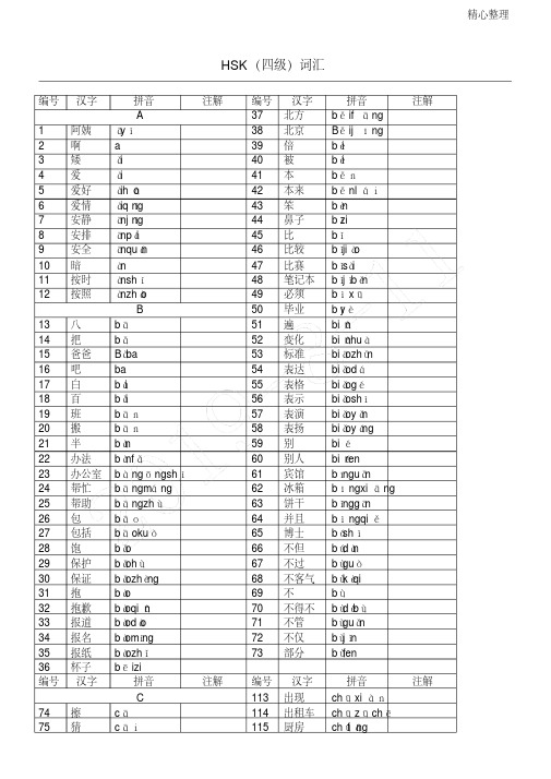 hsk4级词汇