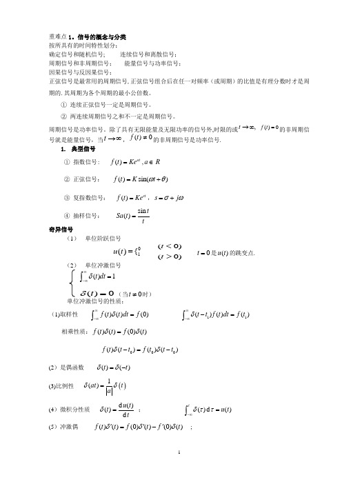 信号与系统_复习知识总结