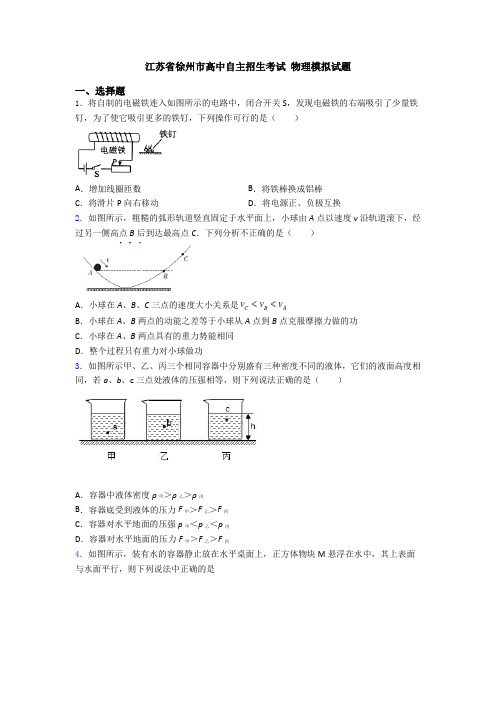 江苏省徐州市高中自主招生考试 物理模拟试题