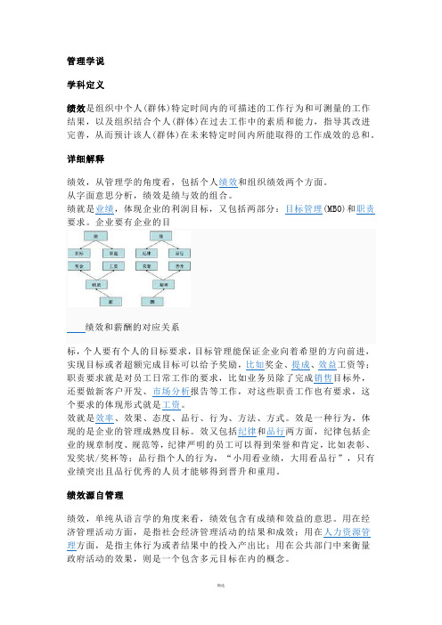 管理学关于绩效的观点