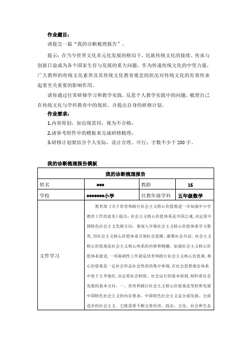 我的诊断梳理报告
