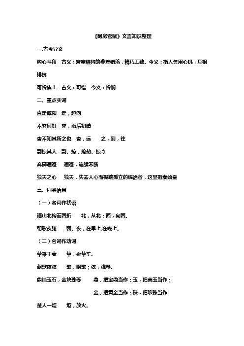 阿房宫赋文言文知识整理