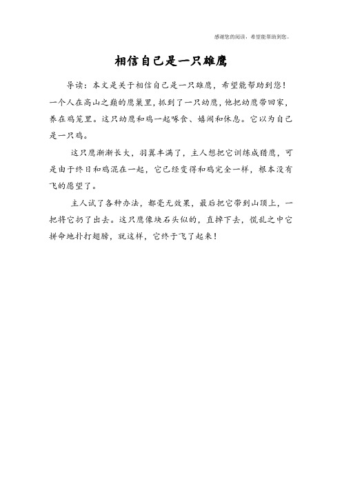 相信自己是一只雄鹰