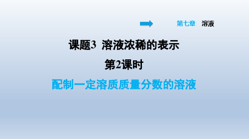 2021春科学版九年级化学下册课件 第7章 7.3.2 配制一定溶质质量分数的溶液