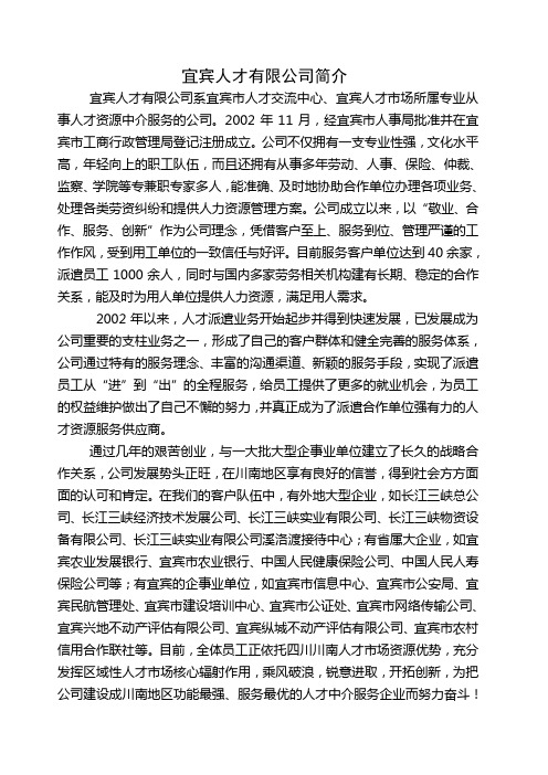 宜宾人才有限公司简介