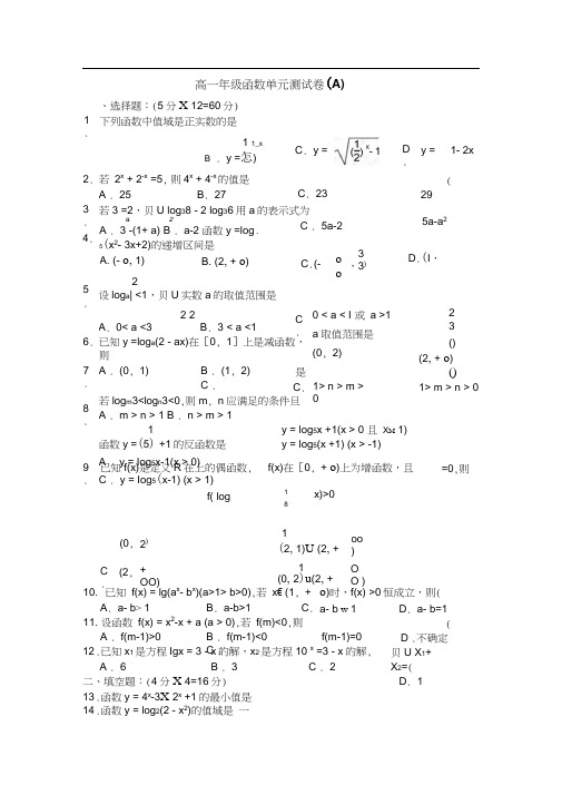 第2章函数单元测试1(苏教版必修1)