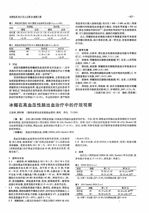 冰帽在高血压性脑出血治疗中的疗效观察
