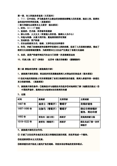 历史九上第一单元知识点