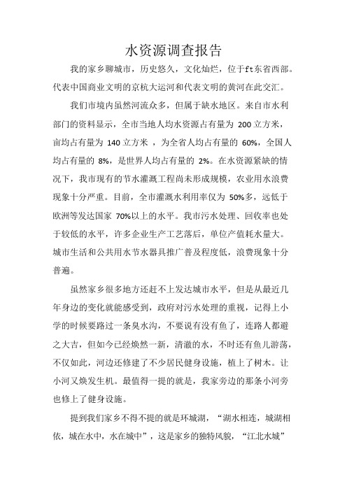 聊城水资源报告(可编辑修改word版)