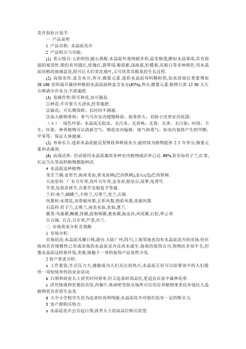水晶泥花卉创业计划书