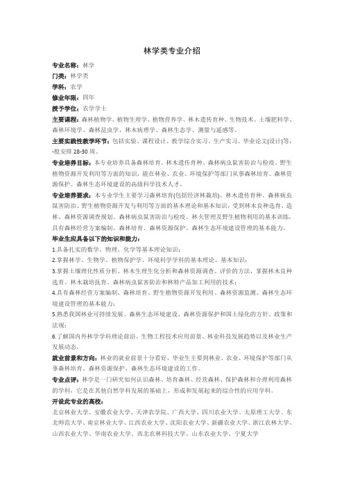 林学类专业介绍