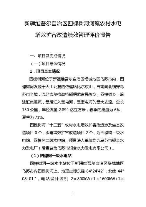 四棵树河河流农村水电增效扩容改造绩效管理评价报告
