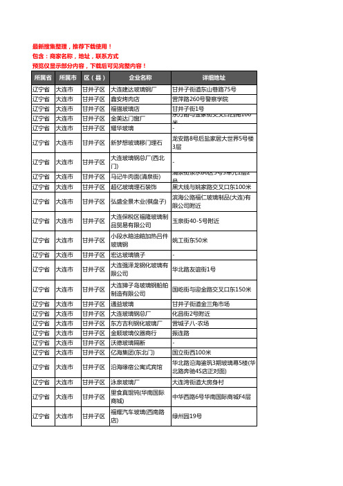 新版辽宁省大连市甘井子区玻璃店企业公司商家户名录单联系方式地址大全128家