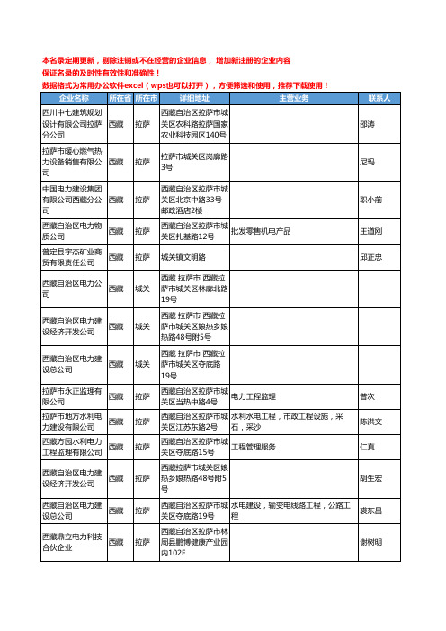 2020新版西藏省电力工商企业公司名录名单黄页联系方式大全60家