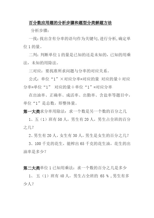 百分数应用题的分析步骤和题型分类解题方法
