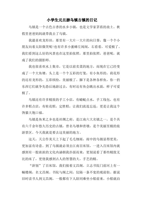 小学生元旦游乌镇古镇的日记