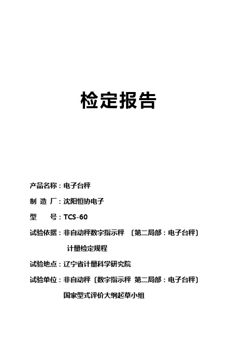 电子台秤型式评价试验报告