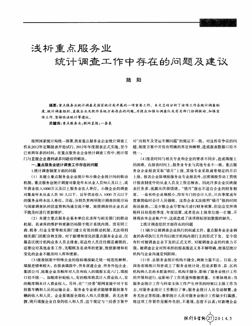 浅析重点服务业统计调查工作中存在的问题及建议