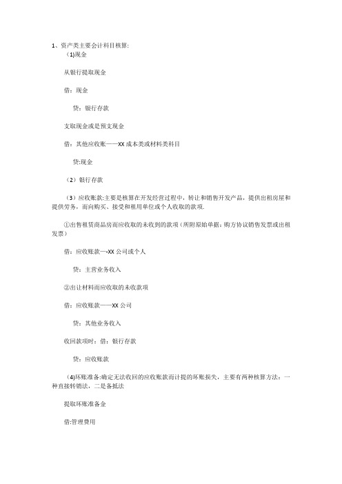 房地产企业会计分录