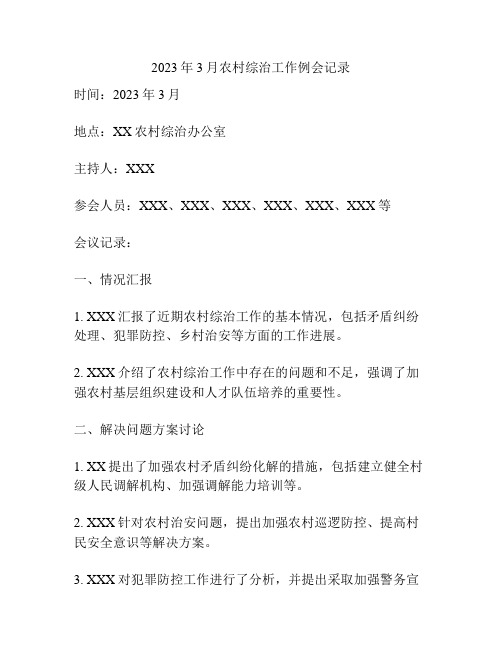 2023年3月农村综治工作例会记录
