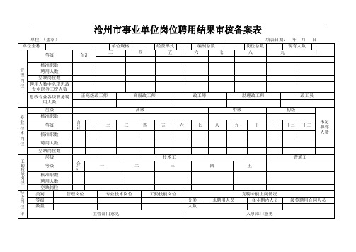 事业单位岗位聘用结果审核备案表