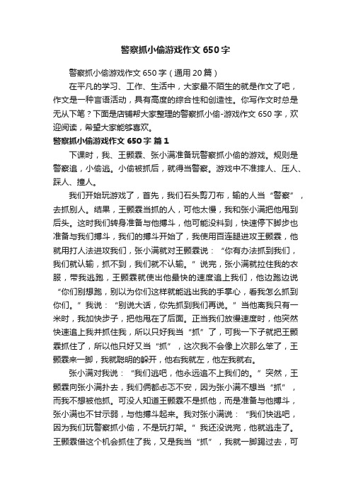 警察抓小偷游戏作文650字