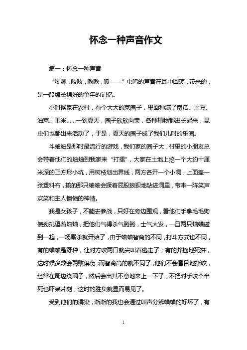 怀念一种声音作文