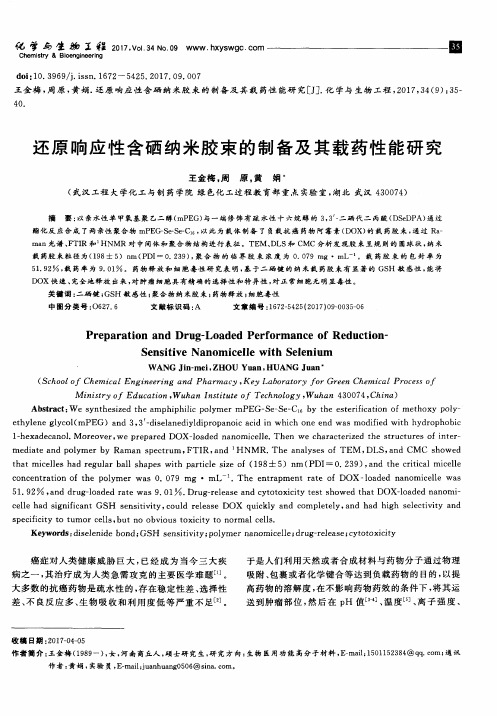 还原响应性含硒纳米胶束的制备及其载药性能研究