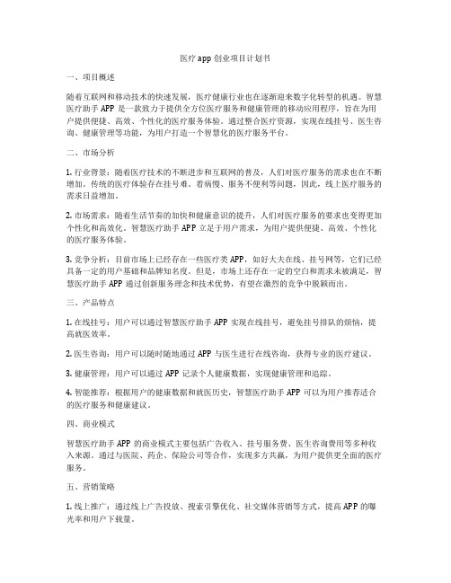 医疗app创业项目计划书