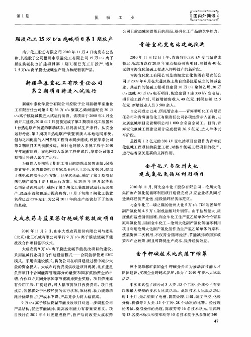 新疆华泰重化工有限责任公司第2期项目将进入试运行
