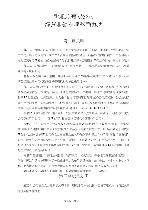 公司经营业绩专项奖励办法