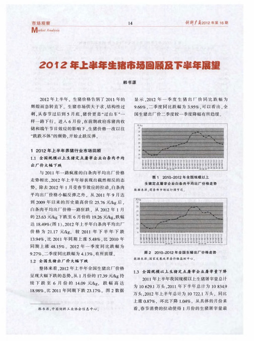2012年上半年生猪市场回顾及下半年展望