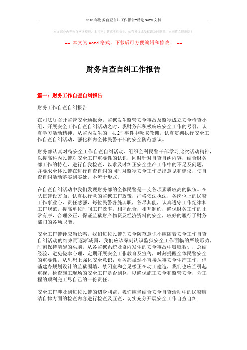 2018年财务自查自纠工作报告-精选word文档 (8页)