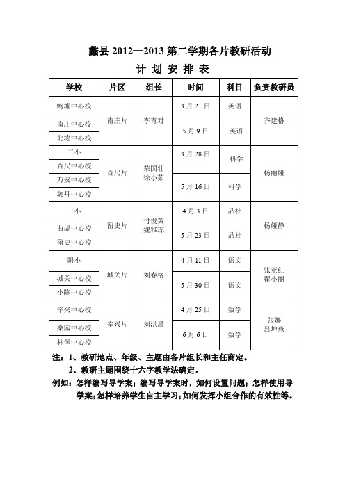 12—13第二学期校本教研计划