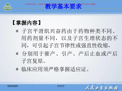 药理学子宫平滑肌兴奋药和抑制药课件