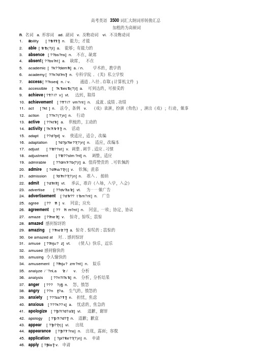高考英语3500词汇大纲词形转换汇总完整版.doc