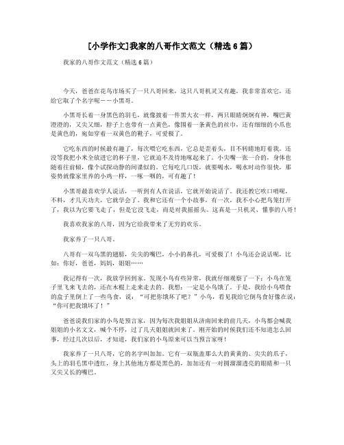 [小学作文]我家的八哥作文范文(精选6篇)