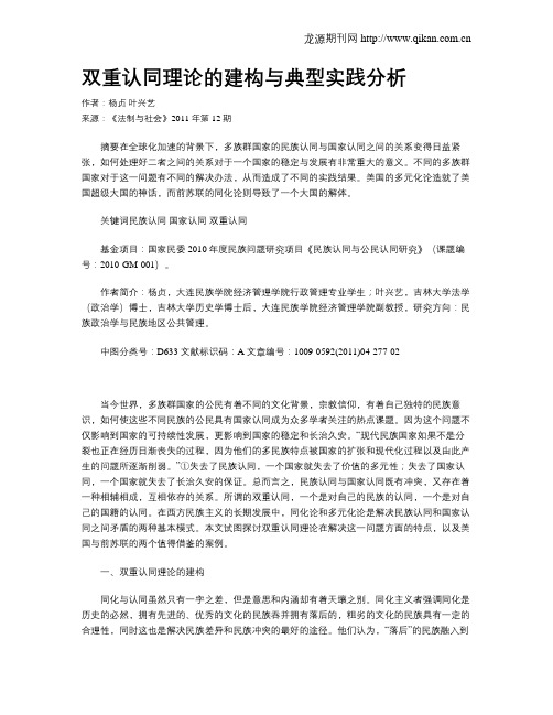 双重认同理论的建构与典型实践分析
