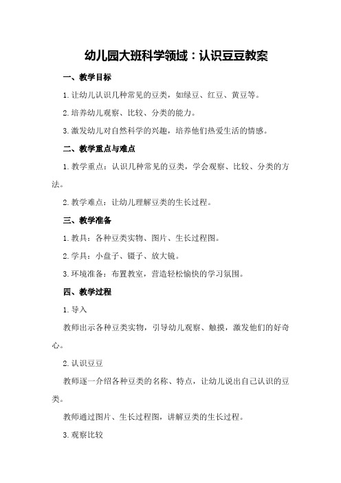 幼儿园大班科学领域：认识豆豆教案