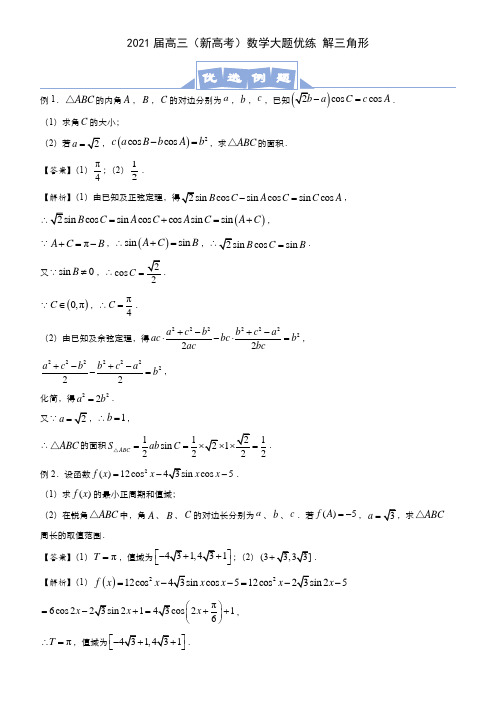 2021届高三(新高考)数学大题优练 解三角形