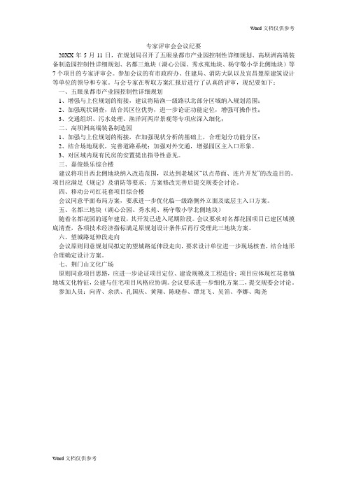 专家评审会会议纪要