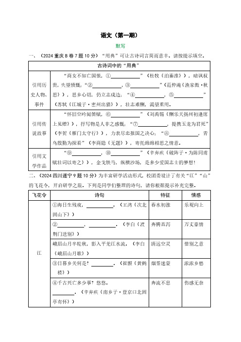 2024全国各地区语文中考真题汇编《第一期》