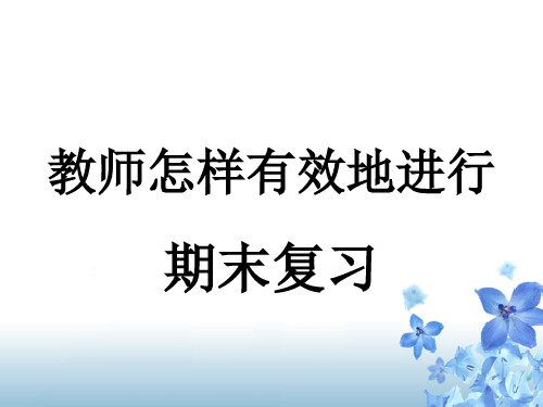 教师怎样有效地进行期末复习