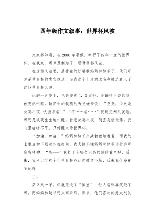 四年级作文叙事：世界杯风波