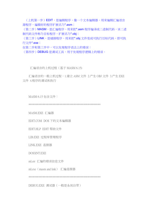 汇编语言的上机过程(基于MASM 6.15)