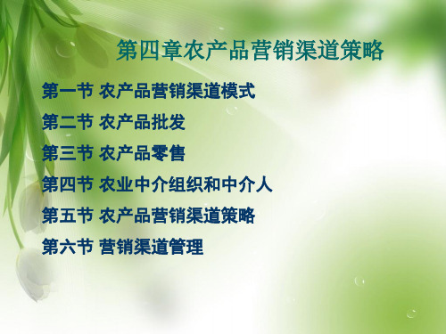 农产品营销渠道策略中小学PPT教学课件