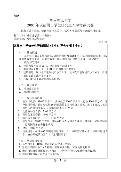 华南理工大学2005年城市规划设计考研试题.doc