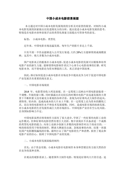 中国小成本电影前景展望